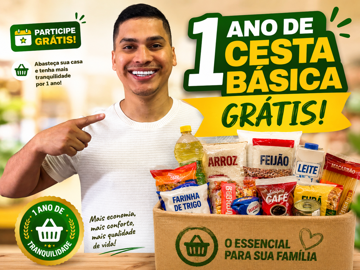 Participe do Sorteio de 1 Ano de Cesta Básica Grátis com Feehzero